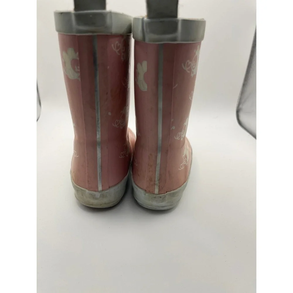 Pip Lane‎ Pink Rain Boots Cute Angel Design Pull On Loops Toddler